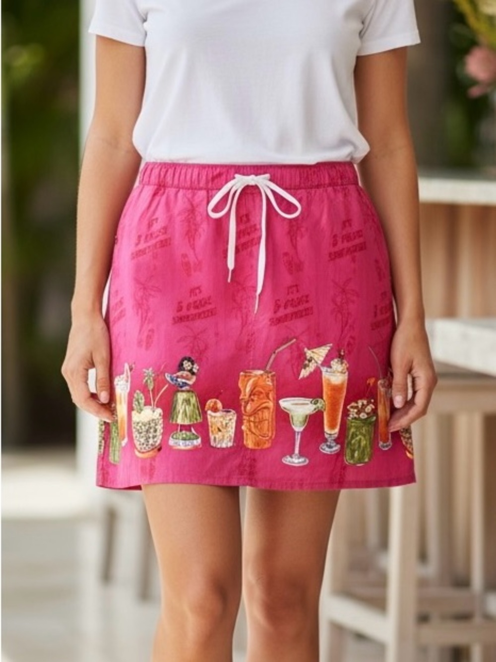 Big Dogs Tiki Cocktail Skirt XL Pink 5 O’Clock Somewhere Beachy Y2K - Picture 8 of 8